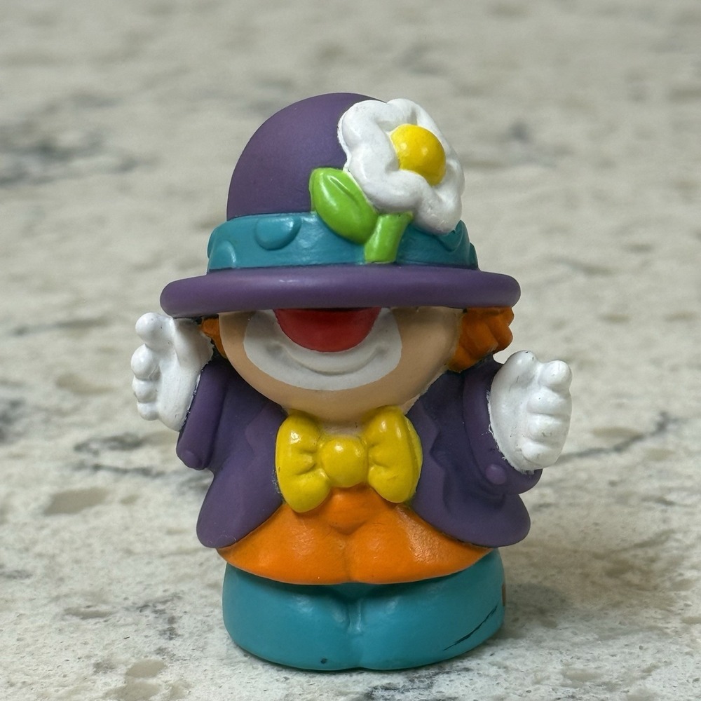Fisher Price Little People Smiley Clown Circus Train Bow Tie Colorful 1997 VTG